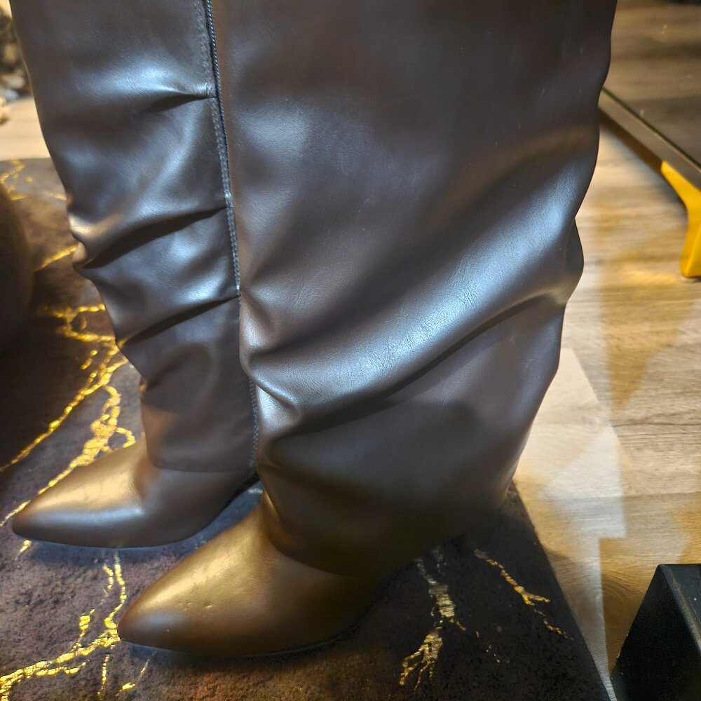 Brown slouch boots